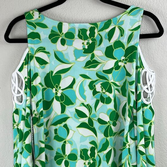 Sam & Jess Green Boho Floral Top V-Neck Cold Shoulder Bell Sleeves Blouse XS NWT - Picture 9 of 13